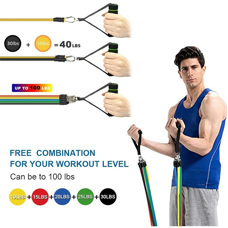 Power Exercise Resistance Band Set 11 In 1 Fitness Band Equipment For Men And Women
